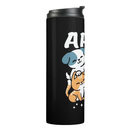 Knuffels, natte neuzen en voorjaarsvibes - speels  thermosbeker (Gedraaid links)