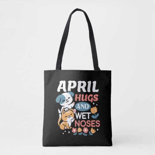 Knuffels, natte neuzen en voorjaarsvibes - speels tote bag (Voorkant)