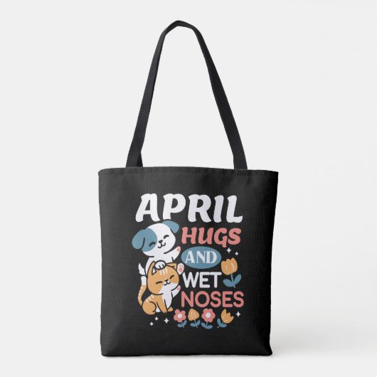 Knuffels, natte neuzen en voorjaarsvibes - speels tote bag (Achterkant)