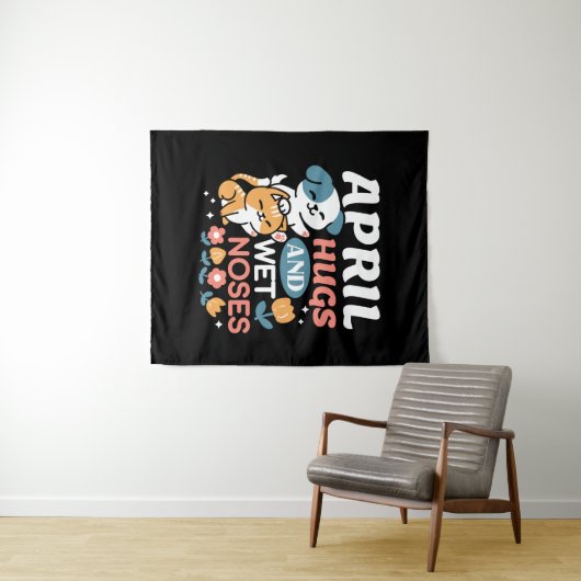 Knuffels, natte neuzen en voorjaarsvibes - speels  wandkleed (In Situ (horizontaal))