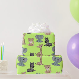 Knuffels op Olive Green Wrapping Paper Cadeaupapier