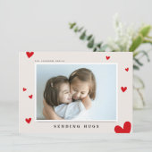 Knuffels Sturen, Rode Hartjes Foto Valentijnskaart Feestdagenkaart (Staand voorkant)