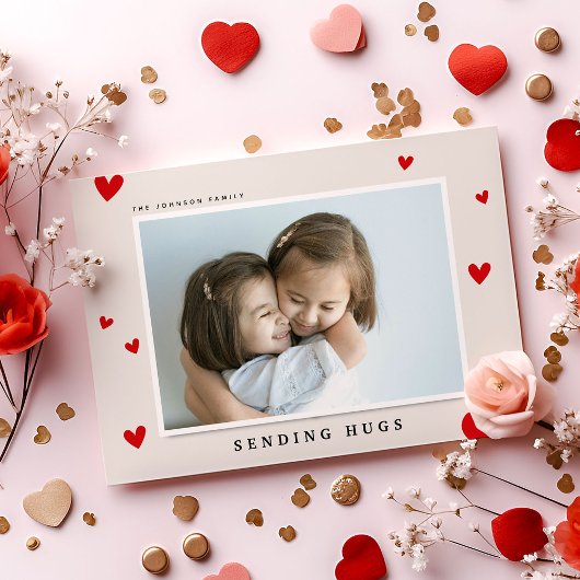 Knuffels Sturen, Rode Hartjes Foto Valentijnskaart Feestdagenkaart