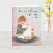 Knuffels sturen vangt Welsh jongen en kat Kaart (Gele Bloem)