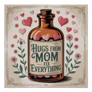 Knuffels van mama lossen alles op perfect poster