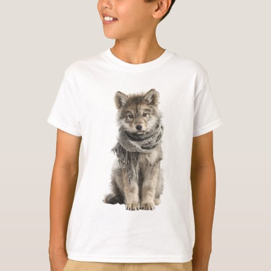 Knuffelsjaal Wolf Pup Kinderen T-shirt (Voorkant)