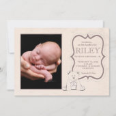 Knuffelteddybeer foto geboorte aankondiging (Voorkant)