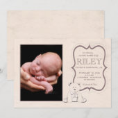 Knuffelteddybeer foto geboorte aankondiging (Voorkant / Achterkant)