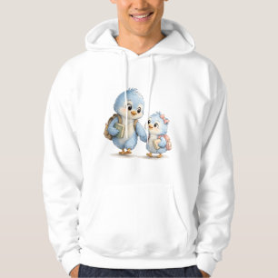 Knuffeltrui met blauwe vogelfamilie hoodie