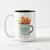 Knuffelweer Waterverf Herfstbladeren Tweekleurige Koffiemok (Links)