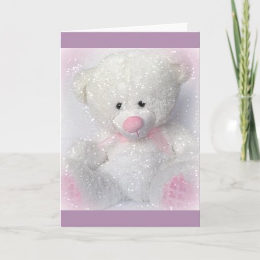Knuffelwitte teddybeer kaart (Voorkant)