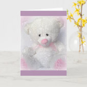 Knuffelwitte teddybeer kaart (Gele Bloem)