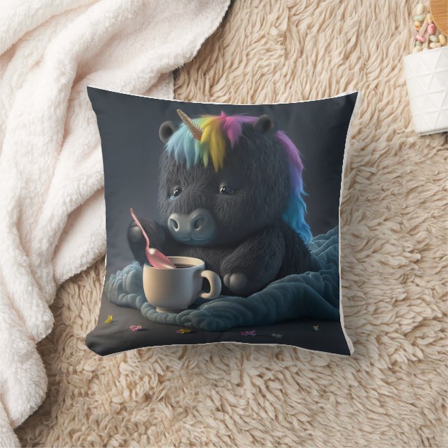Knuffelzachte zwarte eenhoorn kussen (Deken)