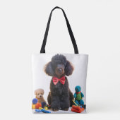 Knuffelzwarte poedel Chenille Canvas tas (Achterkant)