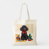Knuffelzwarte poedel Chenille Canvas tas (Achterkant)