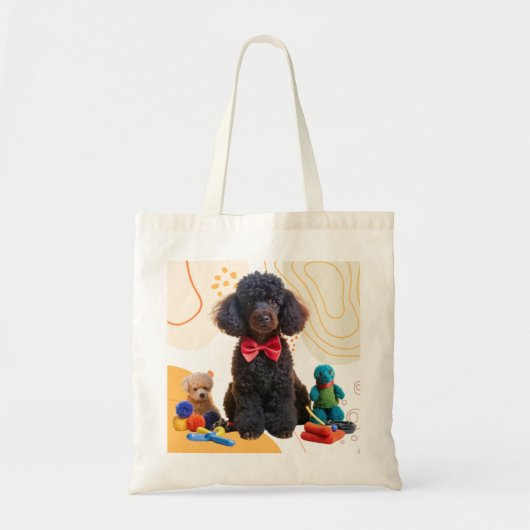 Knuffelzwarte poedel Chenille Canvas tas (Voorkant)