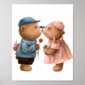 Knuffende beren in waterverf | Beren muurprint Poster (Voorkant)