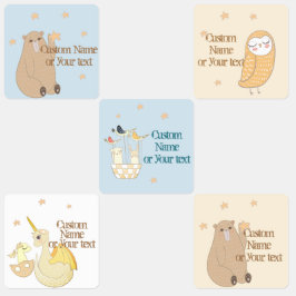 Knuffige Beer, Draken, Uil, Persoonlijke Sterren Labels