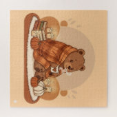 Knuffige Beer en Warme Herfststemming Kunst Legpuzzel (Horizontaal)