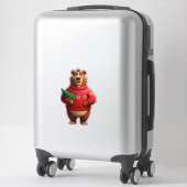 Knuffige Beer in Kerstmuts Sticker (Koffer)