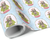 Knuffige Beer met Gengiste Huis Kerst Wrap Cadeaupapier (Rol Hoek)