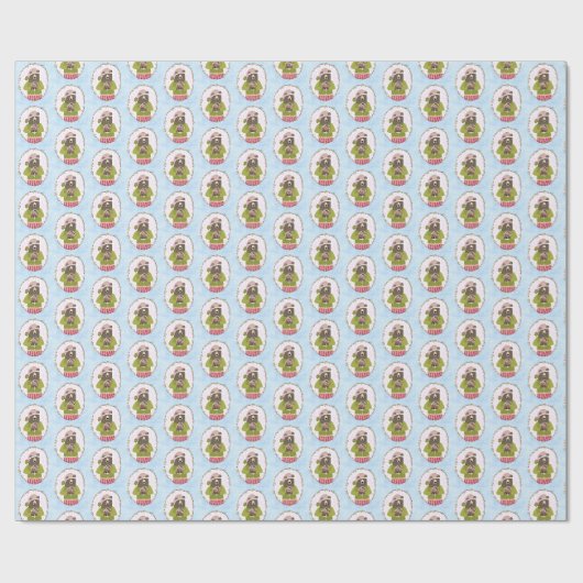 Knuffige Beer met Gengiste Huis Kerst Wrap Cadeaupapier (Vlak)
