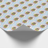 Knuffige Beer met Gengiste Huis Kerst Wrap Cadeaupapier (Hoek)