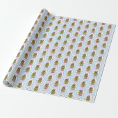 Knuffige Beer met Gengiste Huis Kerst Wrap Cadeaupapier (Uitgerold)