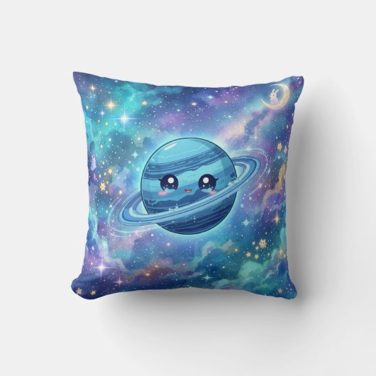 Knuffige Blauwe Planeet Melkweg Kussen (Voorkant)