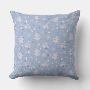 Knuffige Blauwe Schaap Kawaii Patroon Worp Kussen