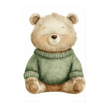 Knuffige bosbeer in groene trui kinderkamer