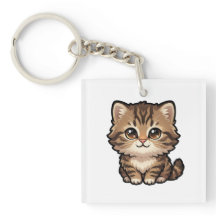 Knuffige Bruine Tabby Kat Sleutelhanger van Acryl