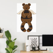 Knuffige Bruine Teddibeer met Engelenvleugels Poster (Thuiskantoor)
