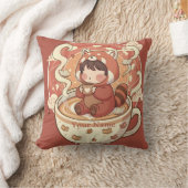 Knuffige Chibi Rode Panda Koffie Accent Kussen (Deken)