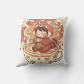 Knuffige Chibi Rode Panda Koffie Accent Kussen (Achterkant)