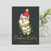 Knuffige Corgi Boom Kerstkaart Plat Design (Staand voorkant)