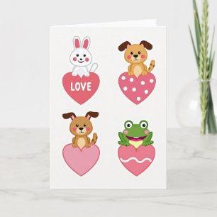 Knuffige Dieren Liefde Hart Kaart