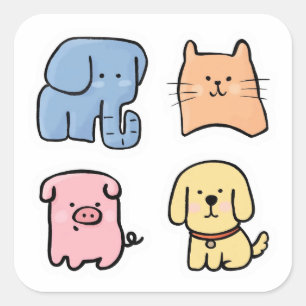Knuffige dikke Kawaii huisdier dieren sticker vel