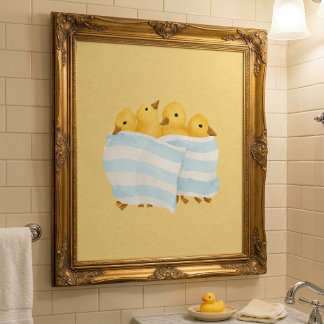 Knuffige Eendjes in Handdoek Nursery Poster