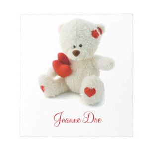 Knuffige Fluffy Witte Teddybeer Met een Hart Notitieblok