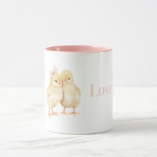 Knuffige Gele Kippen Liefde Mok (Midden)