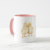 Knuffige Gele Kippen Liefde Mok (Voorkant links)