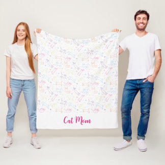 Knuffige gelukkige met de hand getekende katten fl fleece deken