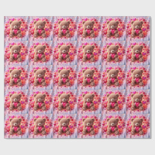 Knuffige Glanzende Teddy Liefde Inpakpapier🧸💖 Cadeaupapier