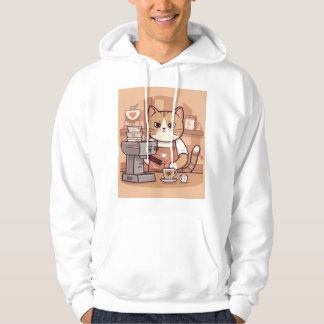 Knuffige Grappige Gezellige Cartoon Barista Kat Ho Hoodie