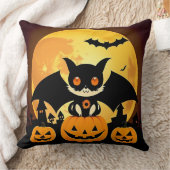 🐱🎃 Knuffige Halloween Kat Pompoen Knus Griezelig Kussen (Deken)