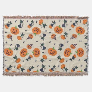 Knuffige Halloween Pompoenen & Zwarte Katten Patro Deken
