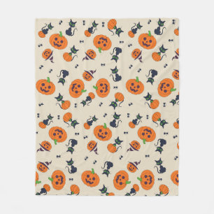 Knuffige Halloween Pompoenen & Zwarte Katten Patro Fleece Deken