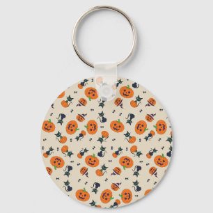 Knuffige Halloween Pompoenen & Zwarte Katten Patro Sleutelhanger