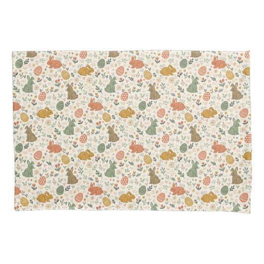 Knuffige handgetekende lente konijnen kussensloop (Voorkant)